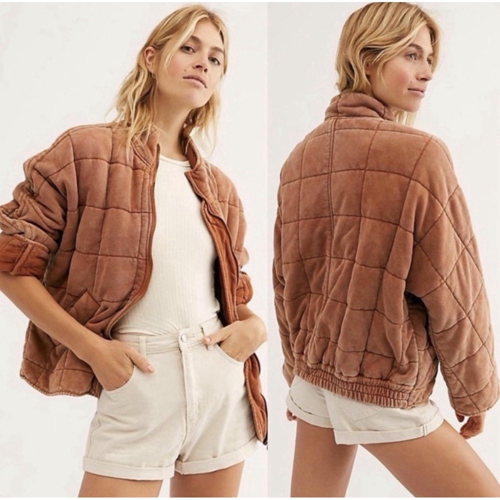 Free People Dolman Boho Hippie Gypsie  90s Quilted Jacket  Plum Rose XS Bomber - Picture 3 of 7